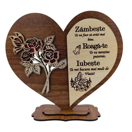 Cadou personalizat pentru familie/prieteni, model 2, inima cu mesaj personalizat, 15 cm