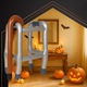 Cadru si baston gonflabil, Zola, pentru costum Halloween, pompa inclusa, 80 x 50 x 40/90 cm