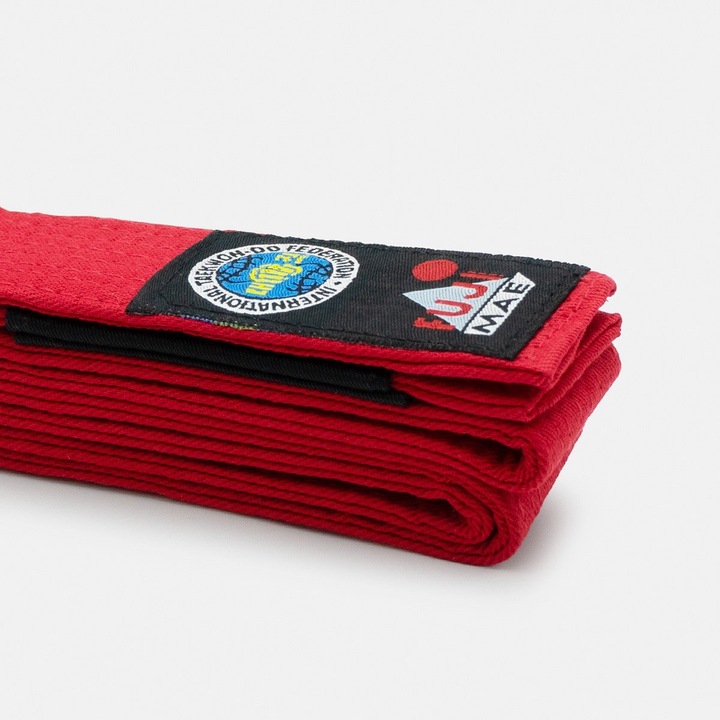 Kétszínű Taekwon-do Fujimae öv, pamut, 4cm széles, sokszínű