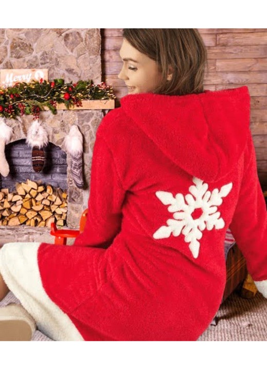 Халат за жени, пухкав, червен, Червен