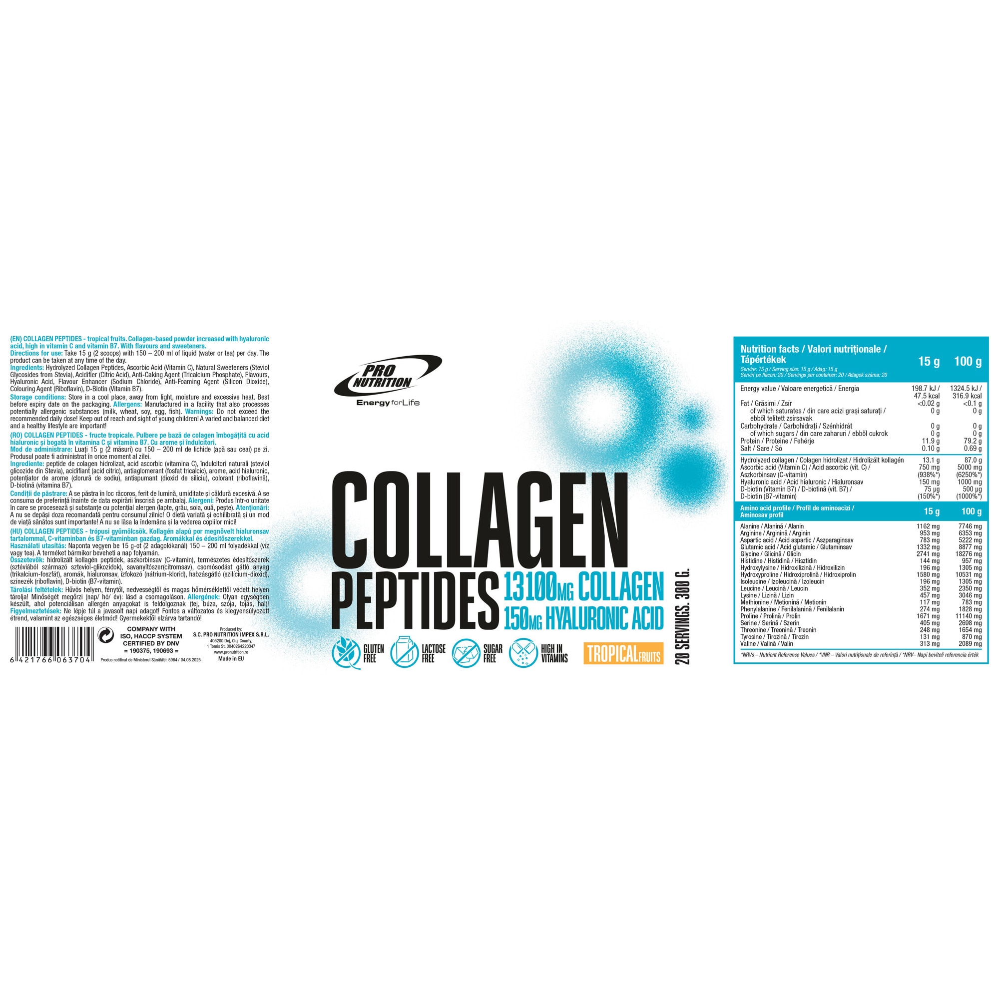 Peptide de colagen cu acid hialuronic, Collagen Peptides, Tropical ...