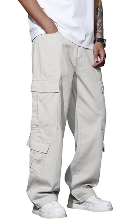 Blugi largi pentru barbati, gri deschis, buzunare, Gri