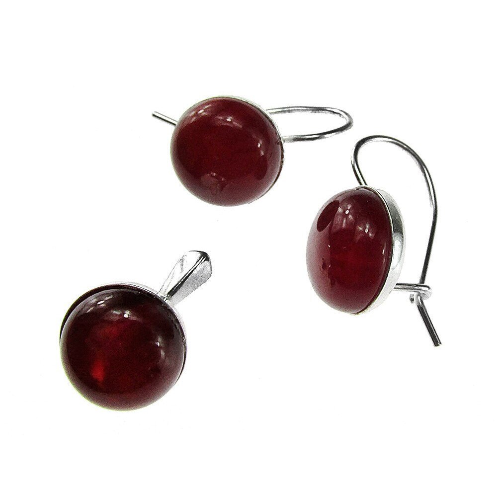 Set argint clasic cu carneol natural, GlamBazaar