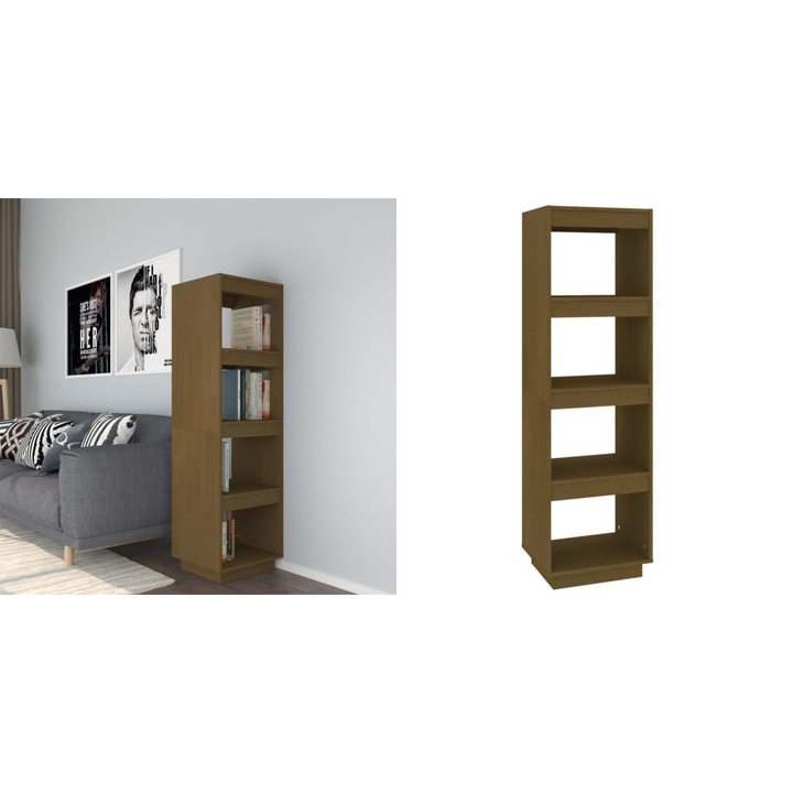 Biblioteca/Separator camera maro miere 40x35x135cm lemn pin