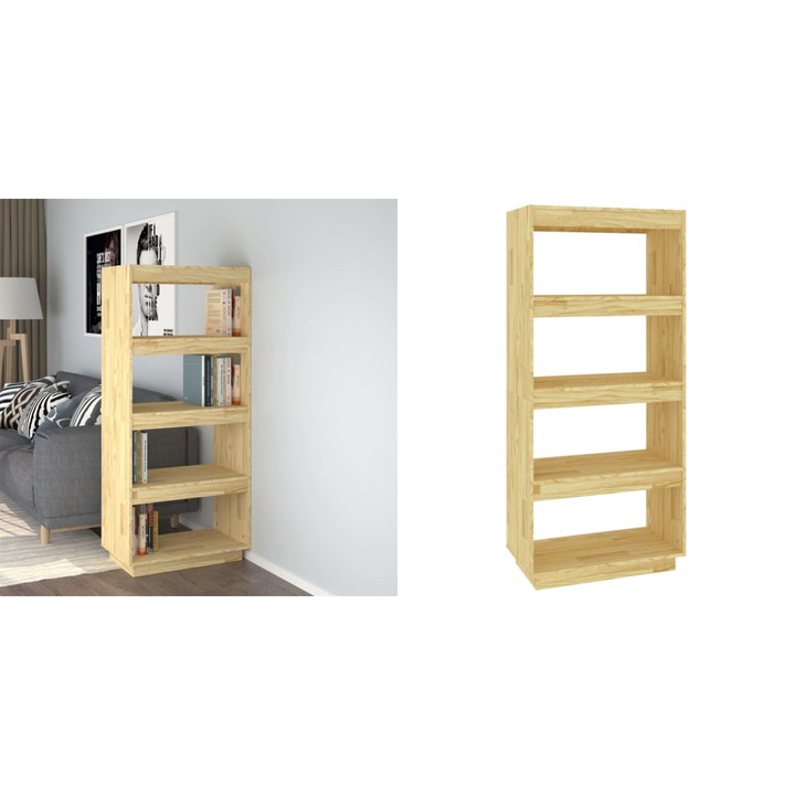 Biblioteca/Separator camera, 60x35x103 cm, lemn masiv pin