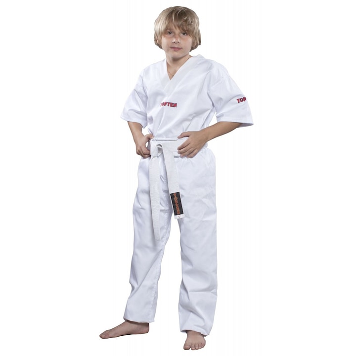 Uniforma Kickboxing „Clasic”, aprobata WAKO, Top Ten, Negru,170 cm 16658, Alb