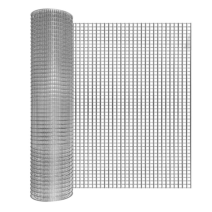 Gard din plasa de fier, plasa hexagonala, 122cm x 30.5m, DIY, argintiu