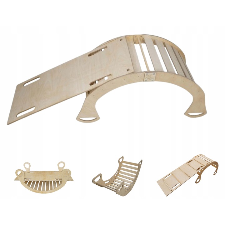 Set Platforma 3 In 1 Montessori, Skyline, Model C, 4 In 1, 100 cm x 49 cm x 46 Cm, Placaj De Mesteacan/Fag, Margini Rotunjite Si Slefuite Cu Atentie, Materiale Ecologice, Design Multifunctional, Natural