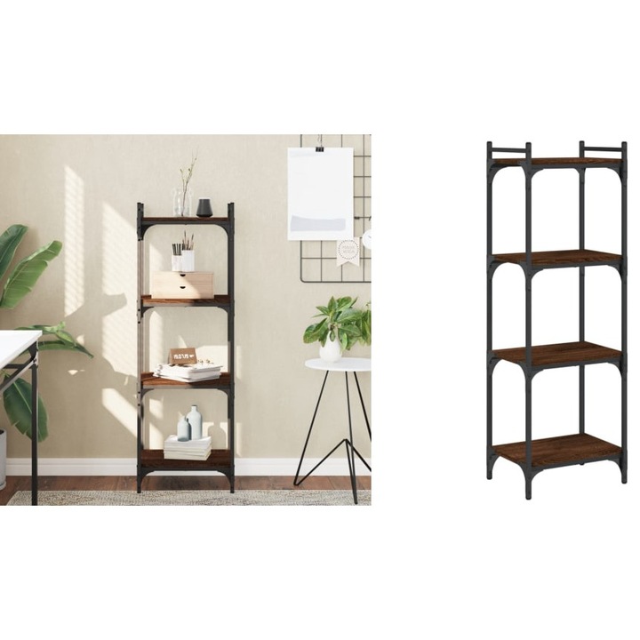 Biblioteca 4 niveluri, stejar maro 40x30x120 cm, lemn prelucrat