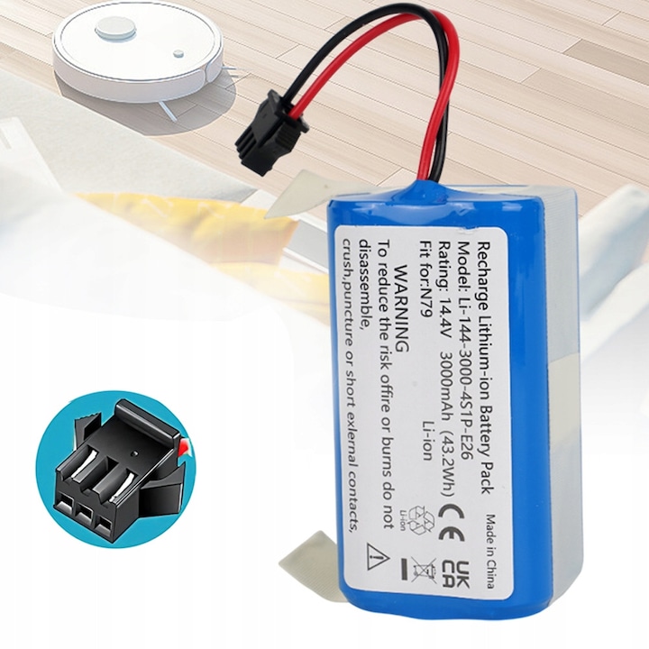 Baterie robot aspirator, compatibil cu Ecovacs Deebot N79 N79S/N79W DN622 Tesvor X500 X500, Eufy RoboVac, Li-ion, 3000mAh, 14.4V, Albastru
