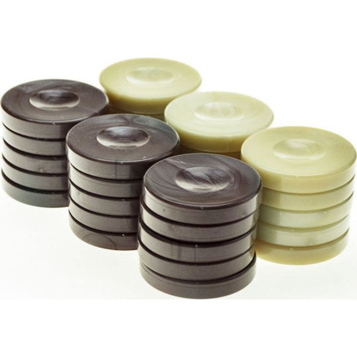 Set jocuri de societate, piese backgammon perla, maro/beige, 6 cm