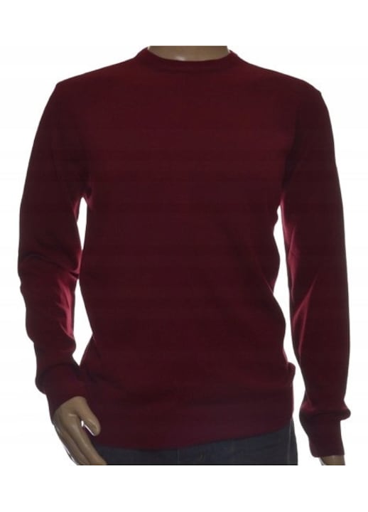 Мъжки пуловер, кашмир и мериносова вълна, бордо меланж, дълъг ръкав, права кройка, 3XL INTL