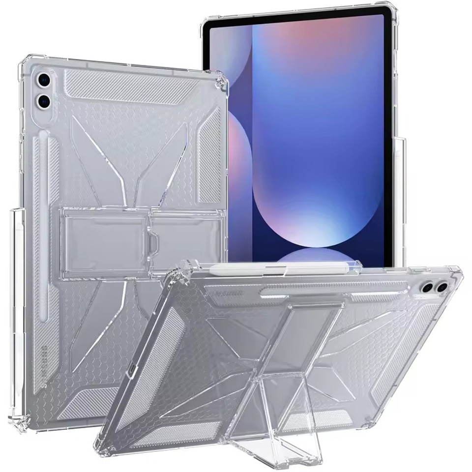 Husa de protectie telefonultau® pentru Samsung Galaxy Tab S11 Ultra (SM-X930/SM-X936), 14.6 inch, silicon transparent antishock cu colturi intarite, suport integrat pentru tableta si stylus, rezistenta la socuri, ideala pentru filme, jocuri