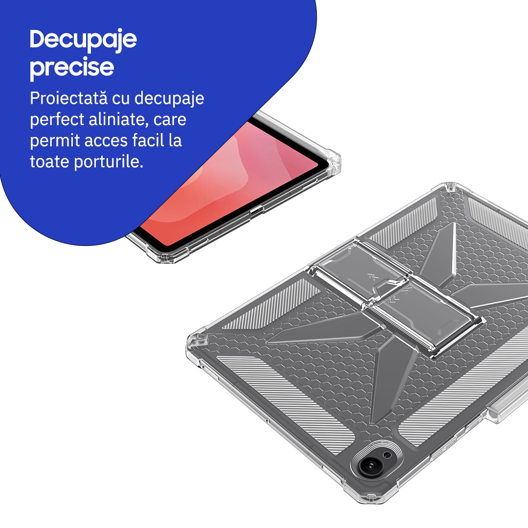 Husa de protectie telefonultau® pentru Samsung Galaxy Tab S11 (SM-X730/SM-X736), 11 inch, silicon transparent antishock cu colturi intarite, suport integrat pentru tableta si stylus, rezistenta la socuri, ideala pentru filme, jocuri