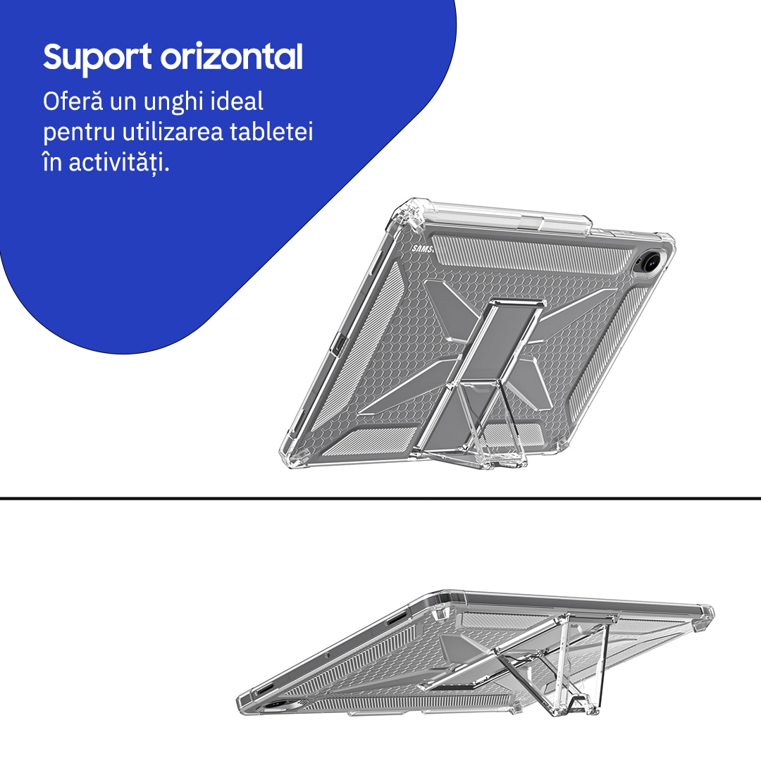 Husa de protectie telefonultau® pentru Samsung Galaxy Tab S11 (SM-X730/SM-X736), 11 inch, silicon transparent antishock cu colturi intarite, suport integrat pentru tableta si stylus, rezistenta la socuri, ideala pentru filme, jocuri
