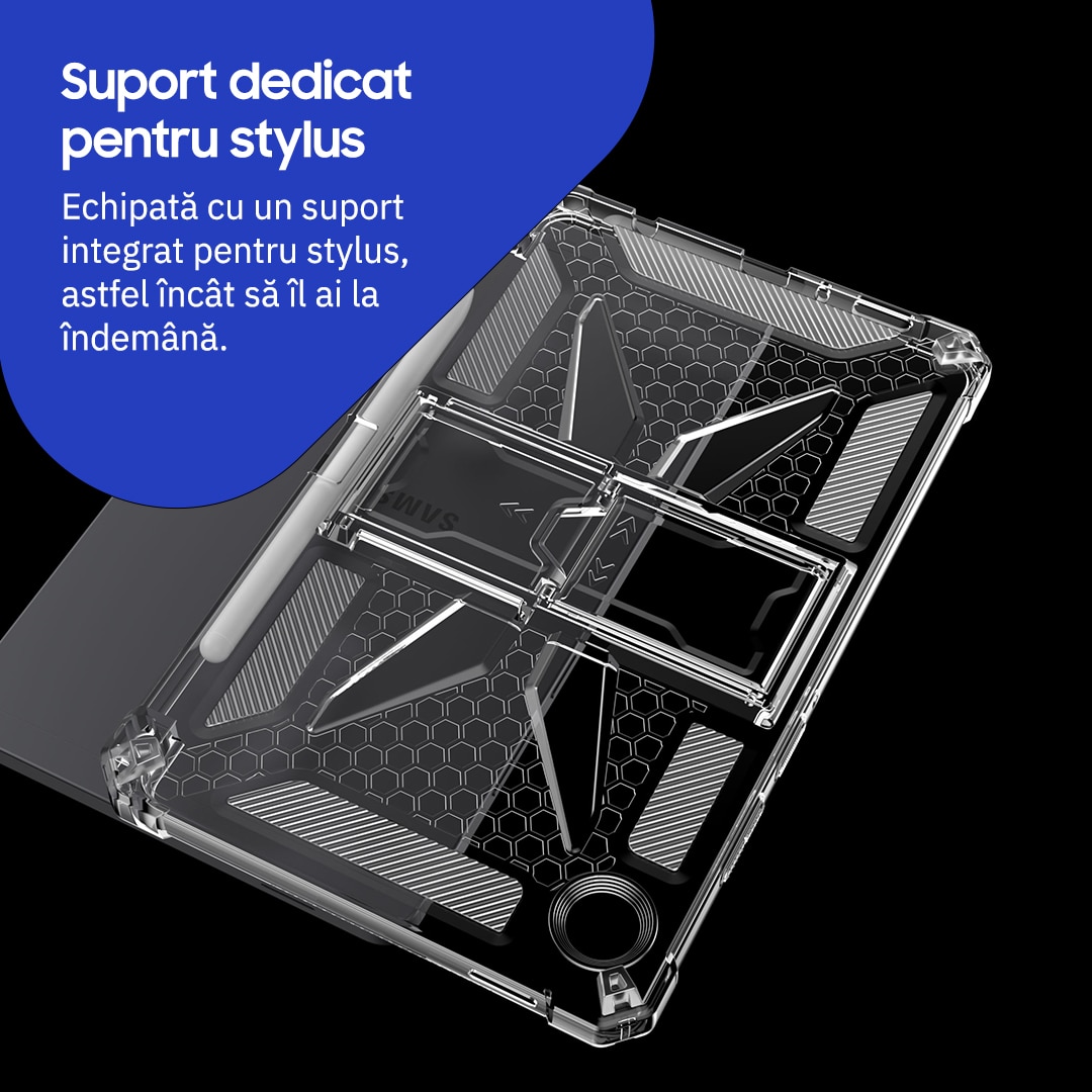 Husa de protectie Telefonultau, pentru Samsung Galaxy Tab A11, silicon transparent antishock, suport integrat, 8.7 inch