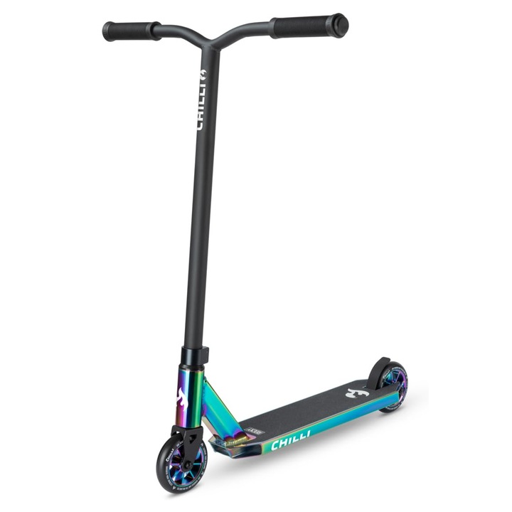 Chilli Pro Scooter™ Rocky, Az Eredeti, 360°-ban Forgatható Akrobatikus Roller, Kiváló Minőségű Akrobatikus Roller, Kezdőknek, 110 mm-es PU Kerekek, Akrobatikus Roller Gyerekeknek és Felnőtteknek, Szín: Neochrome