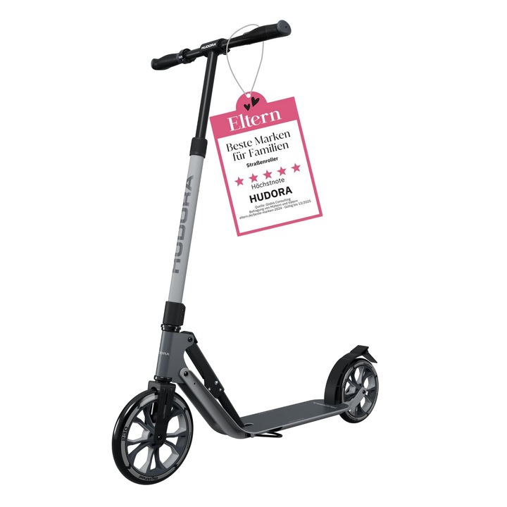 Hudora Bigwheel 230 Advanced roller - Robusztus alumínium roller 120 kg-ig - Csendes és összecsukható városi roller támasztékkal és csengővel - Roller gyermekeknek/tizenéveseknek és felnőtteknek - Árnyék