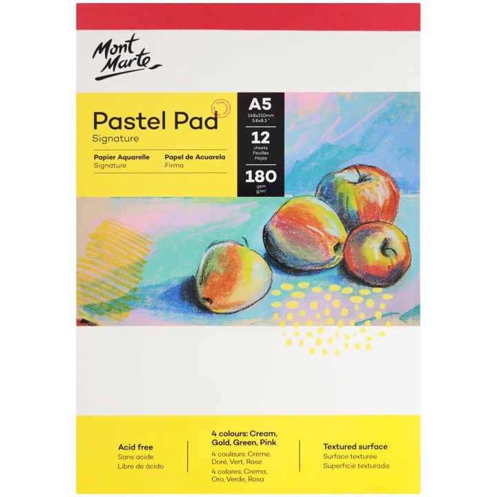 Bloc pastel 4 culori Mont Marte A5 190gr 12file