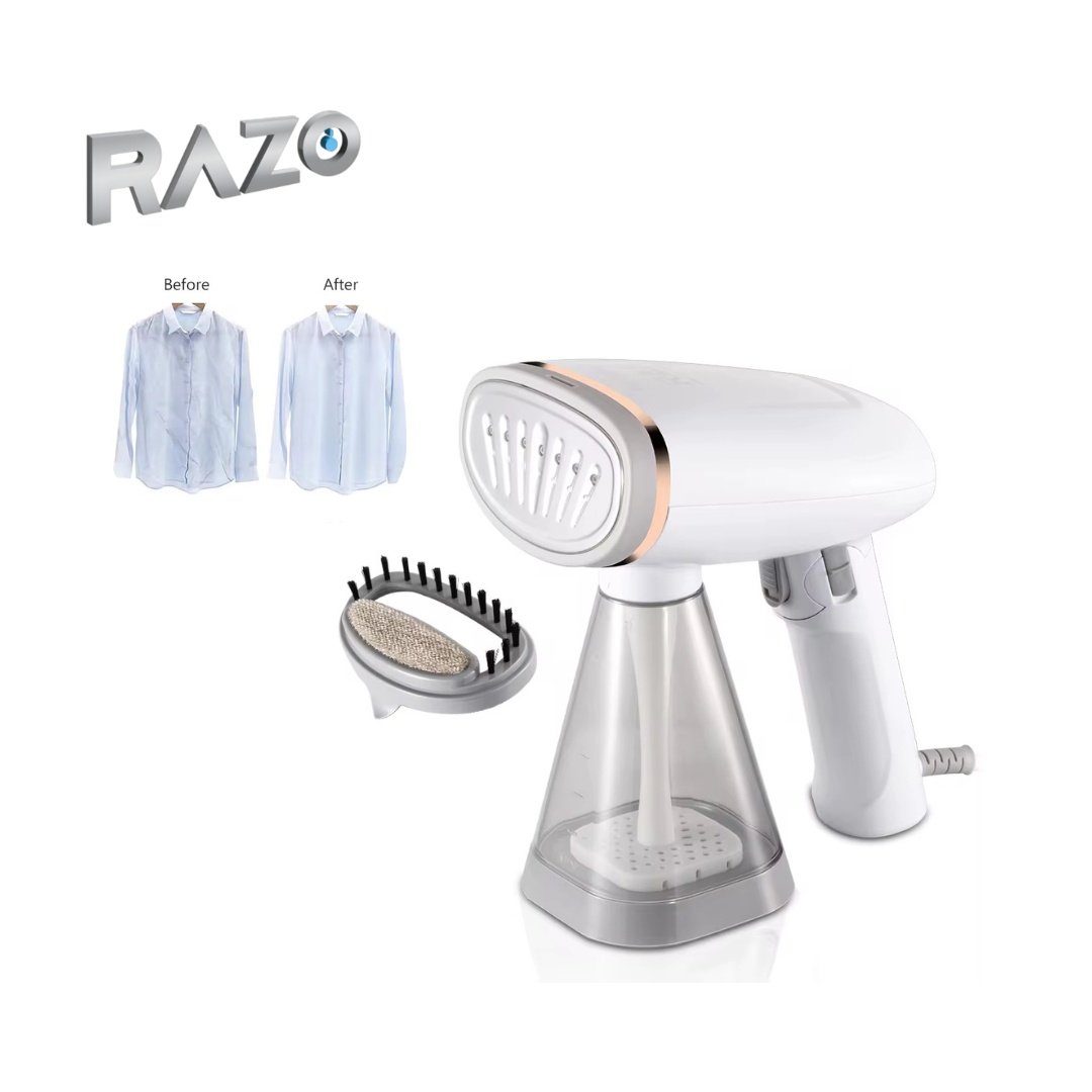Aparat de calcat vertical cu abur portabil pliabil Razo, 1155W, rezervor 240 ml, accesorii incluse, multifunctional pentru haine si textile