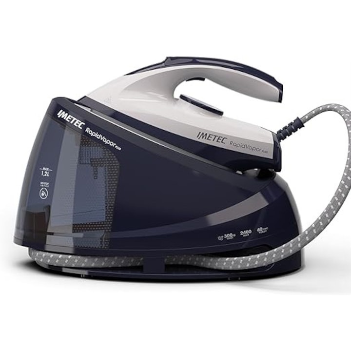 Fier de calcat cu generator de abur Imetec Rapidvapor Plus – gata de utilizare in 1 minut, rezervor de 1, 2 L, talpa cu strat ceramic fluid, jet de abur de 300 g, presiune pompa 5, 5 bar