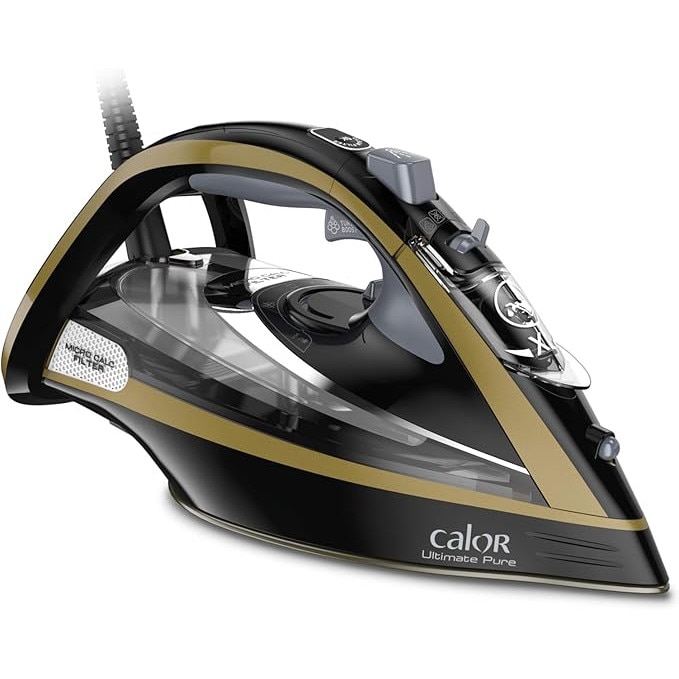 Fier de calcat Calor Effet Pressing Ultimate Pure Steam, pana la 260 g/min, FV9839C0, 3000 W, 350 ml, negru/auriu