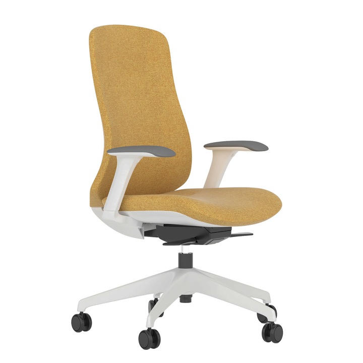 Scaun Ergoplus Lido, citrine, brate 4D, translatie sezut, mecanism syncron autoreglabil