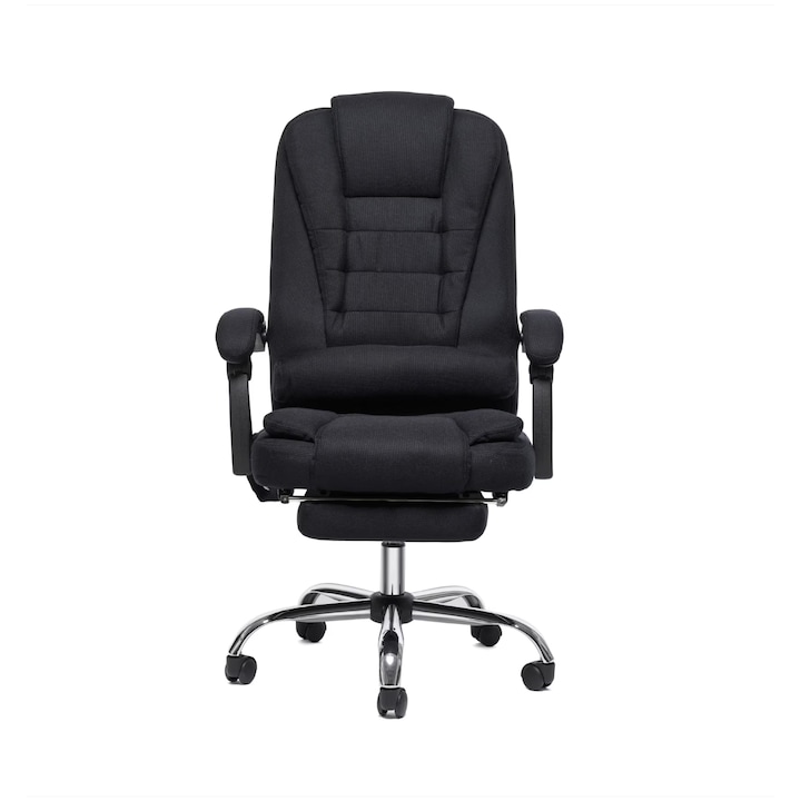 Scaun Birou Premium, Scaun Directorial, Reglaj Pe Inaltime, Tapiterie Din Material Textil Moale, Functie De Masaj Si Incalzire Integrata, Inclinare Tip Sezlong Cu Suport Pentru Picioare, Scaun Birou Cu Spatar Inalt, Design Modern Si Confortabil, Negru