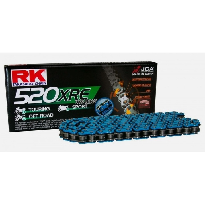 Lanturi bicicleta RK BB520XRE-120, albastru, set, capacitate 800cc, 36,5KN
