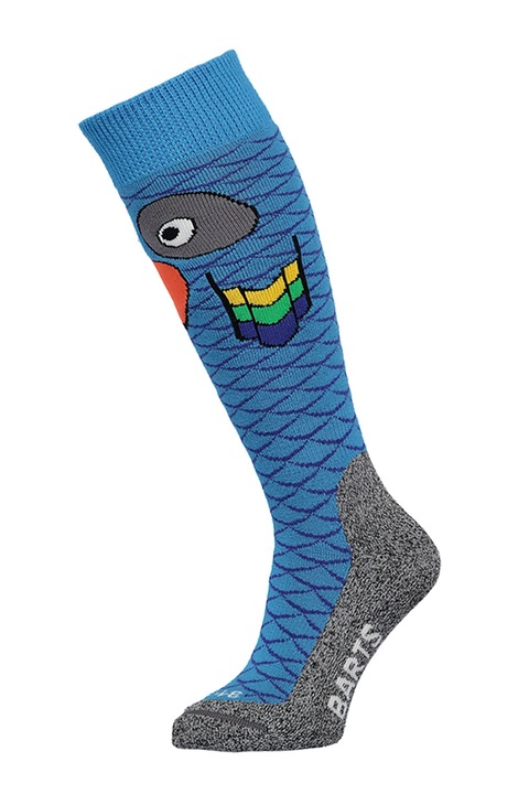 Barts, Дълги ски чорапи с фигурален принт, Сив меланж/Мандарина/Светлосин