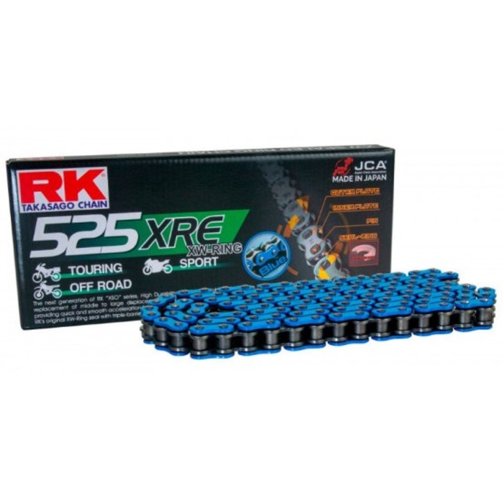 Lanturi bicicleta RK BB525XRE-124, set, culoare albastra, capacitate pana la 1000 CCM, 42 KN
