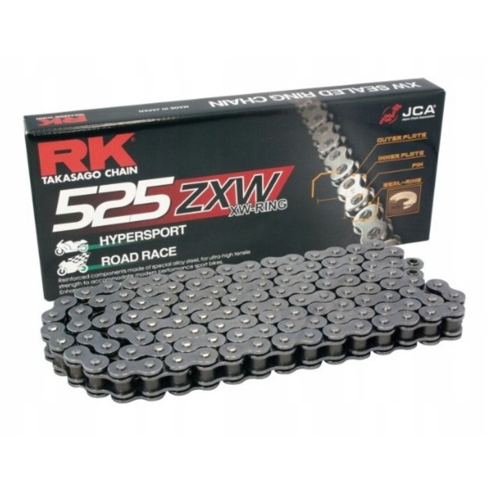 Lanturi bicicleta RK 525ZXW-118, set, standard, 46,4 KN, pentru motoare pana la 1300 CCM