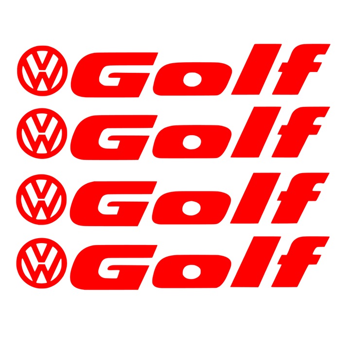 Set 4 Sticker Auto Volkswagen Golf Vw manere - etriere, 12 cm, rosu