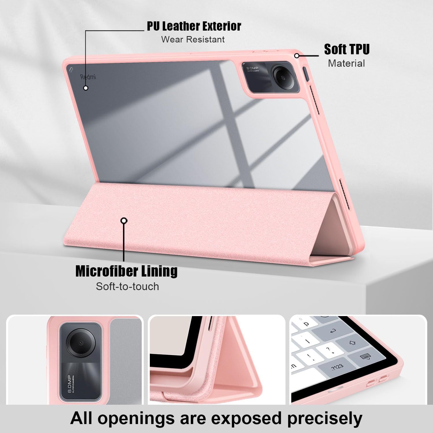 Husa Sigloo pentru Xiaomi Redmi Pad SE 8.7", Slim, Spate Transparent, Roz