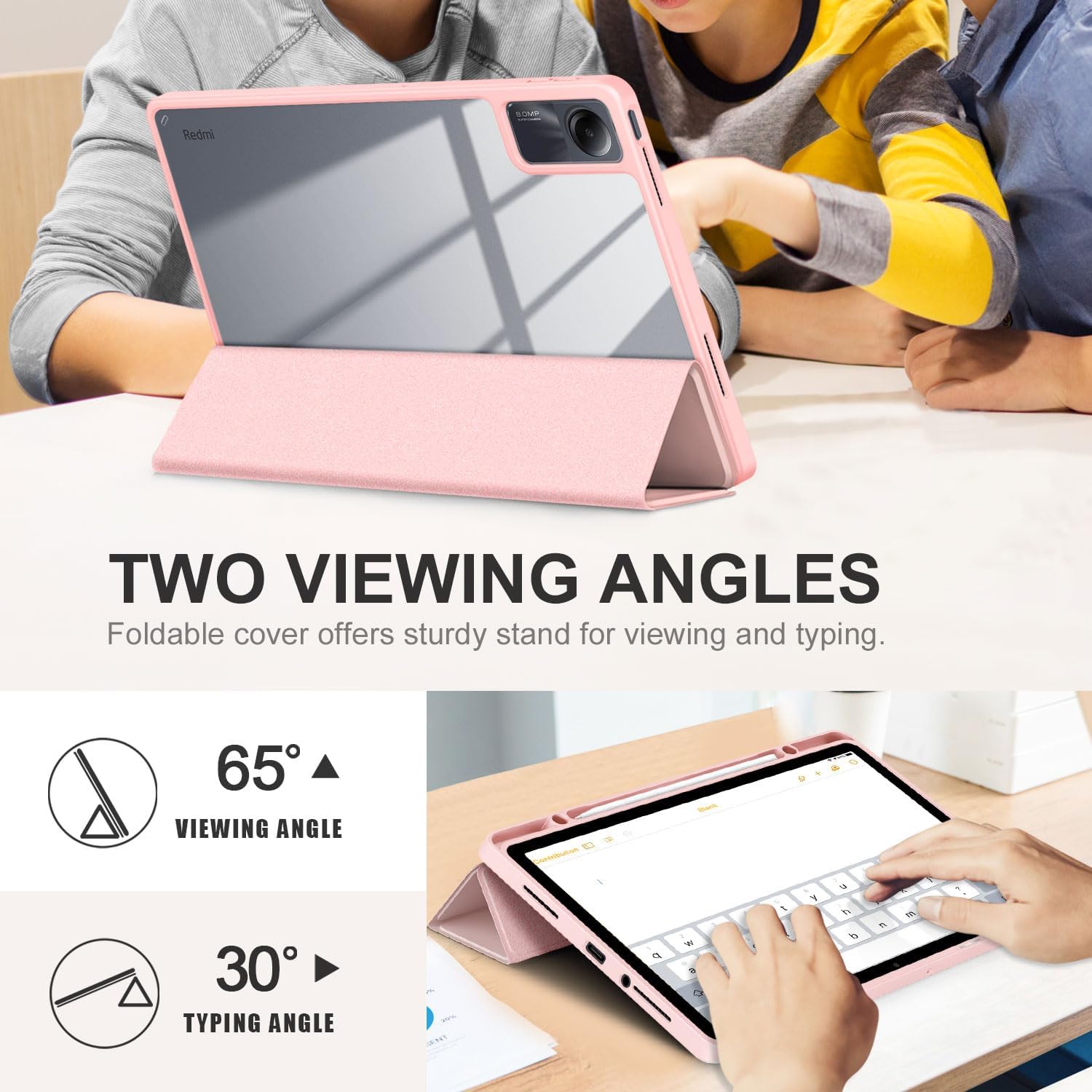 Husa Sigloo pentru Xiaomi Redmi Pad SE 8.7", Slim, Spate Transparent, Roz