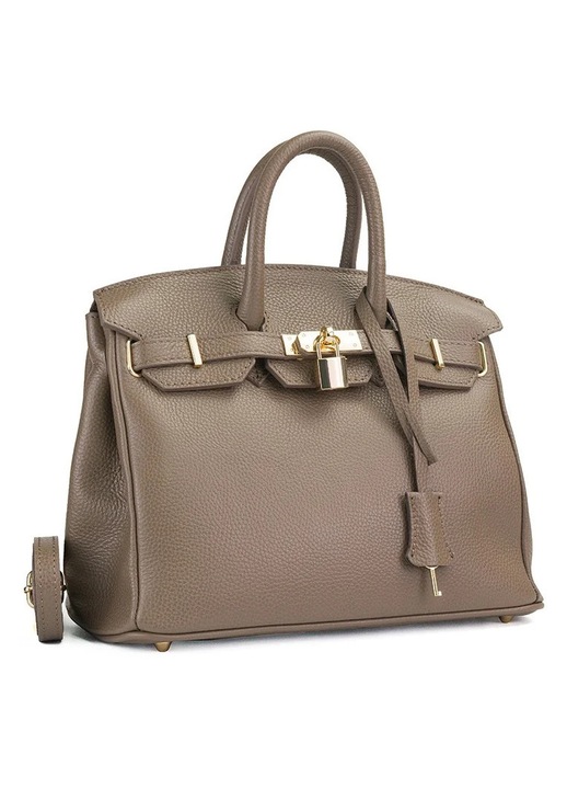 Poseta Piele Mini Edith - Taupe, Geanta Casual din Piele Naturala, Geanta, Genti