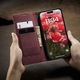 Калъф за iPhone Air, CaseMe, Тънък, Кожен, Тип портфейл, Стойка, Магнитно затваряне, Кадифена текстура, Джобове за пари и карти, Бордо