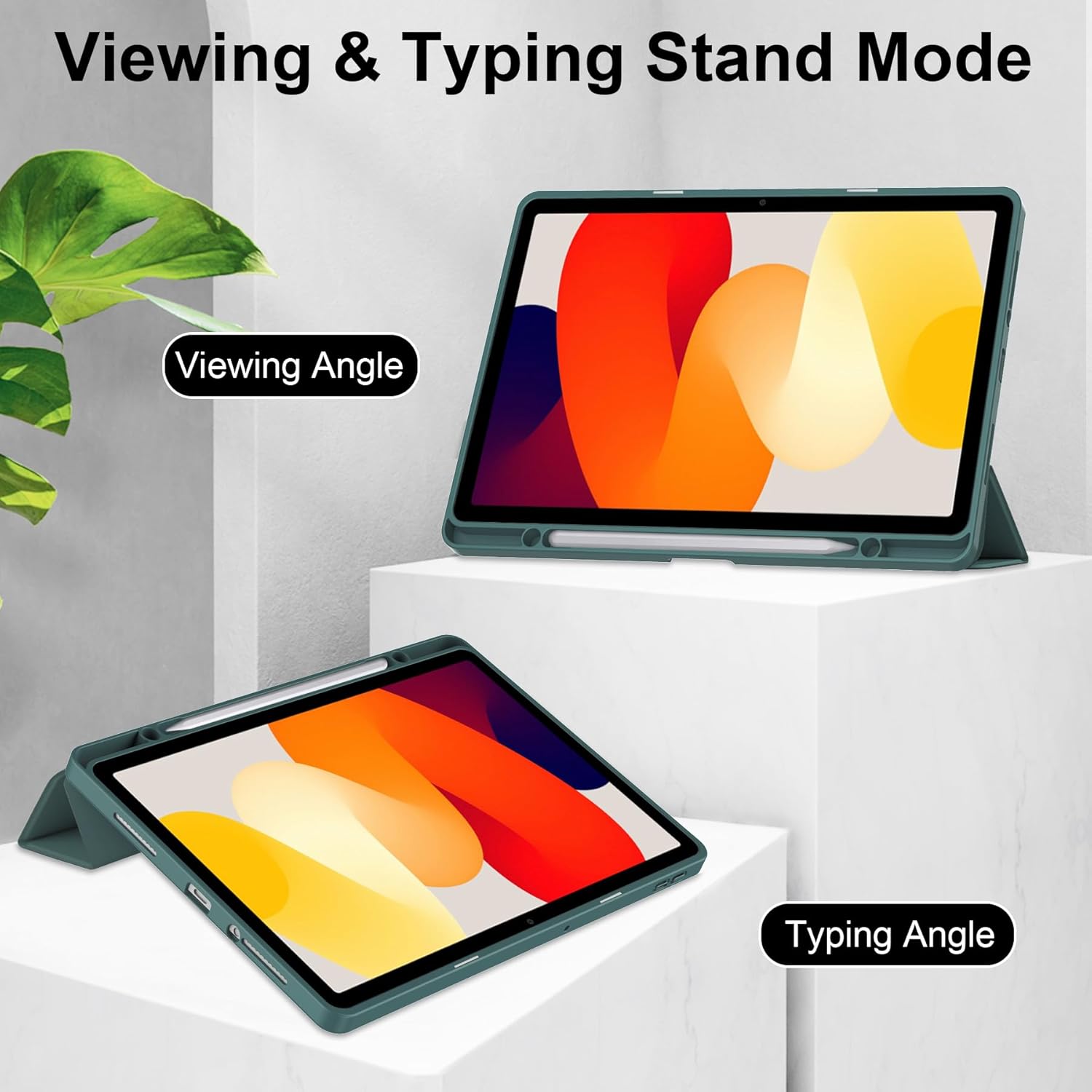 Husa Sigloo pentru tableta Lenovo Tab 10.1" 2025 TB311 – Slim, Tri-Fold Magnetic, Piele Ecologica, Suport Stylus, Spate transparent – Verde