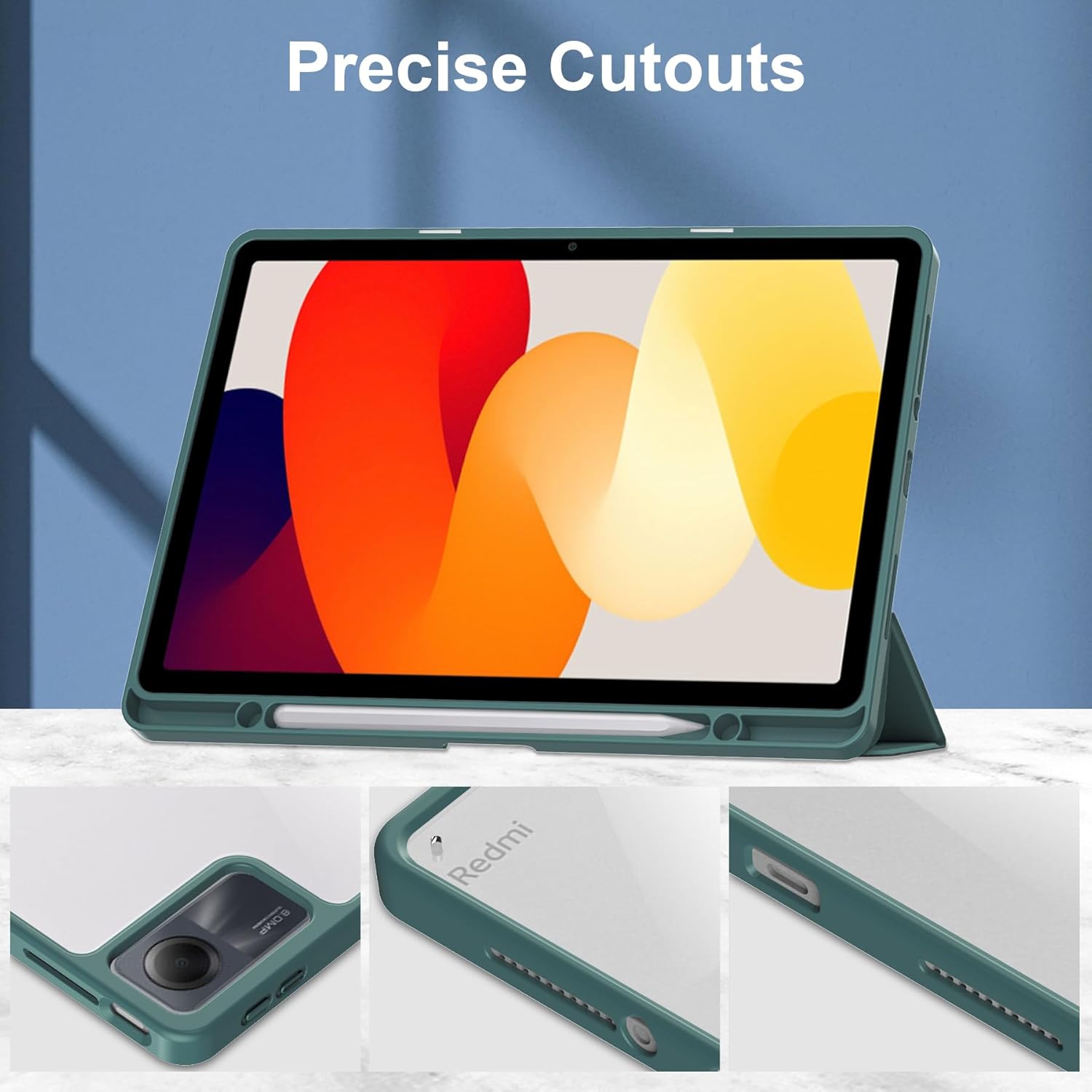 Husa Sigloo pentru tableta Lenovo Tab 10.1" 2025 TB311 – Slim, Tri-Fold Magnetic, Piele Ecologica, Suport Stylus, Spate transparent – Verde