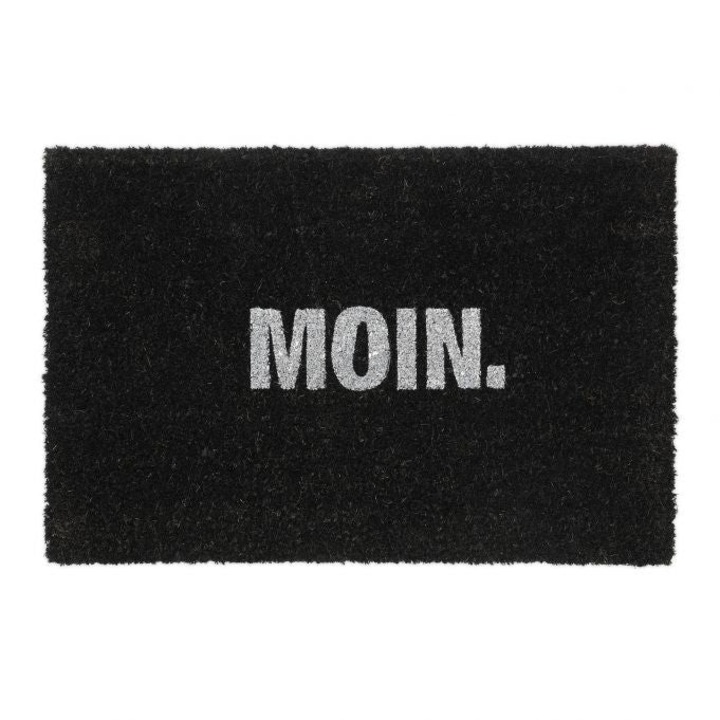 Kókuszrost lábtörlő, Northio, Moin, fekete, fehér szöveggel, 60x40cm