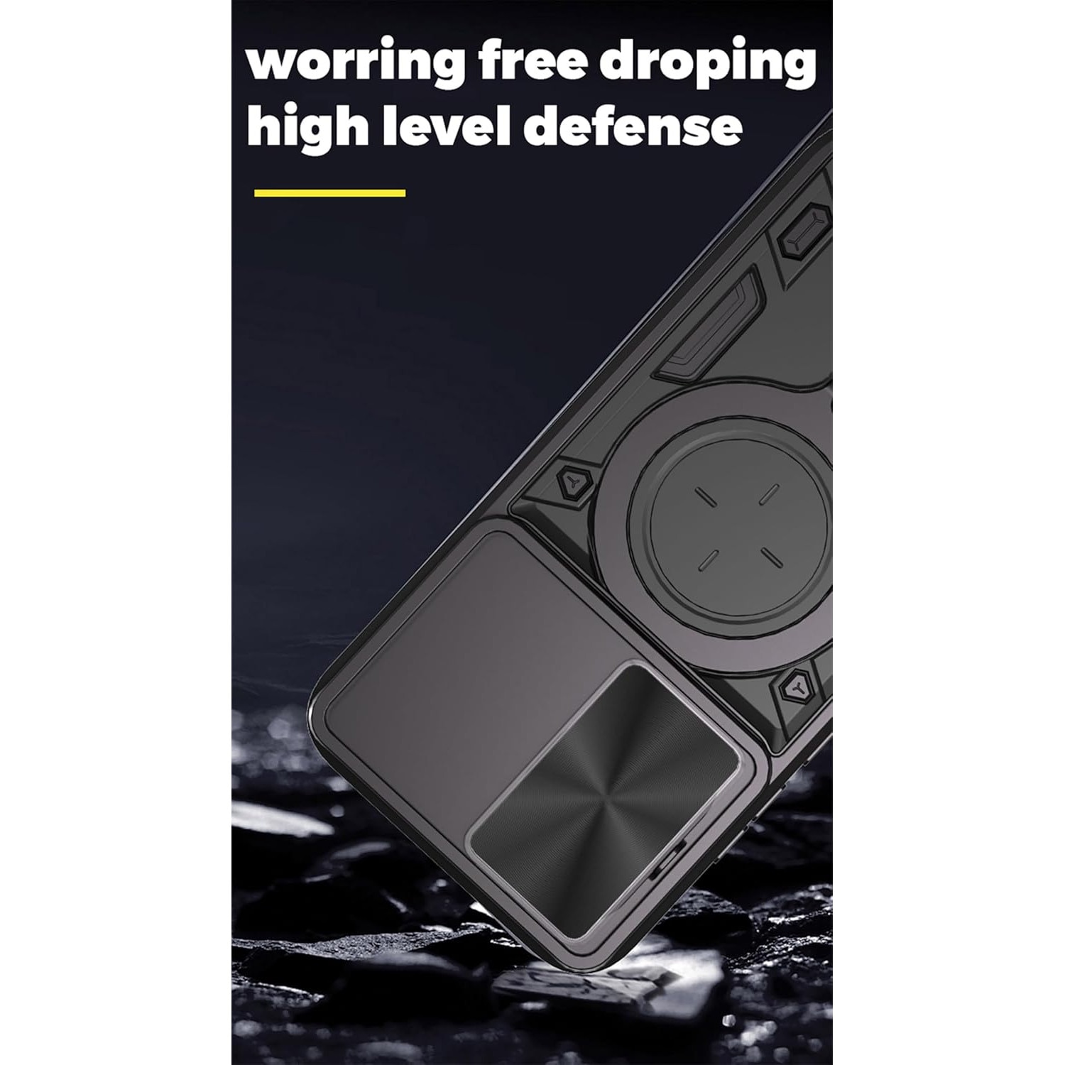 Husa pentru Motorola Moto G86 Power cu protectie pentru camera si suport magnetic integrat Ring Shockproof, negru