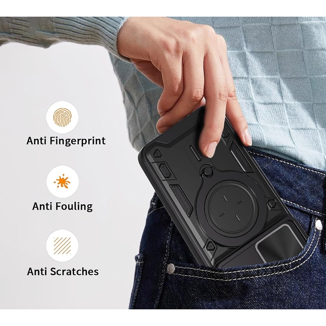 Husa pentru Motorola Moto G86 Power cu protectie pentru camera si suport magnetic integrat Ring Shockproof, negru