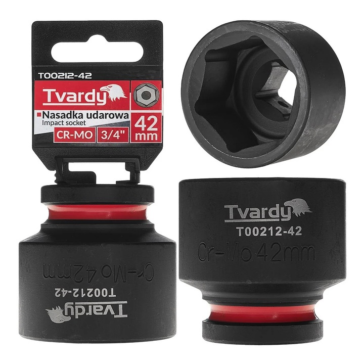 Cheie tubulara de impact in 6 puncte 3 / 4", 42 mm, Cr-Mo, Tvardy T00212-42