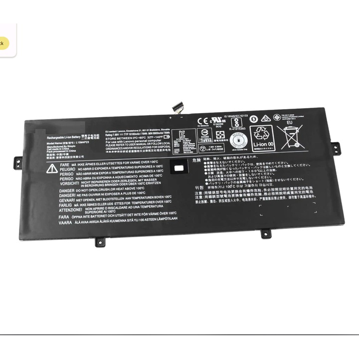 Li-Polymer laptop akkumulátor Lenovo Yoga 5 Pro Yoga 910 910-13IKB L15M4P23 L15M4P21 L15C4P21 L15C4P22 modellekhez, 4 cellás, 9800 mAh, fekete