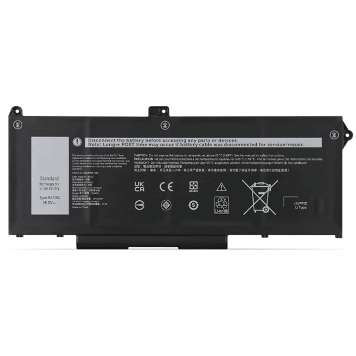 Батерия за лаптоп Li-Polymer, подходяща за Dell Latitude 5420 5520 Precision 3560 075X16 RJ40G тип B, 4 клетки, 3000 mAh, черна