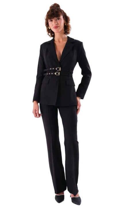 Costum dama set doua piese sacou si pantaloni negru, Negru