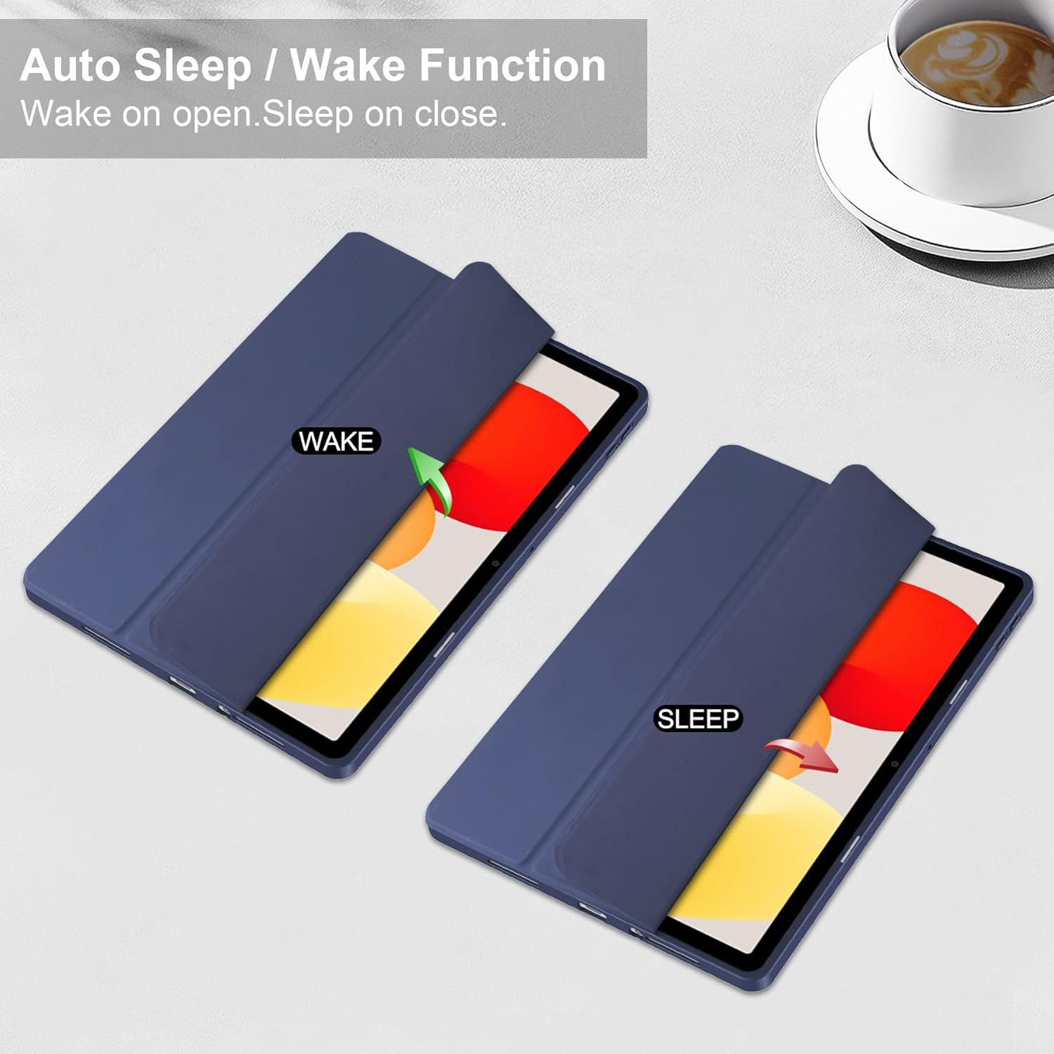 Husa Sigloo pentru tableta Xiaomi Redmi Pad Pro 12.1" – Slim, Tri-Fold Magnetic, Piele Ecologica, Suport Stylus, Spate transparent– Albastru