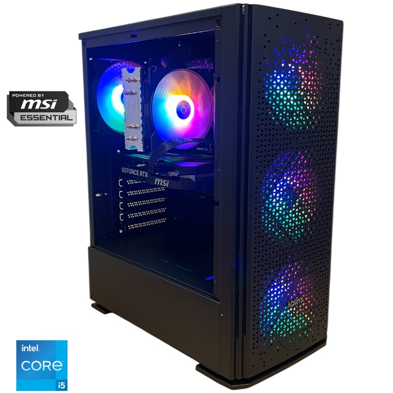 Sistem Desktop PC Gaming Serioux Powered by MSI cu procesor Intel® Core™ i5-14400F pana la 4.7GHz, 16GB DDR5, 1TB SSD, MSI GeForce RTX™ 5060 SHADOW 2X OC 8GB GDDR7, No OS, Negru