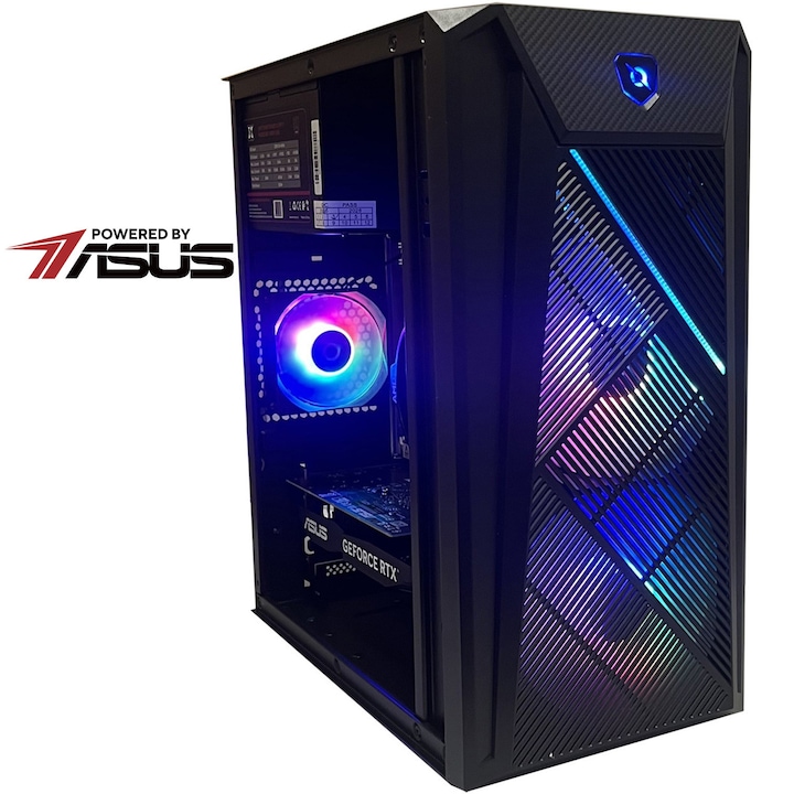 Sistem Desktop PC Gaming Serioux Powered by ASUS cu procesor AMD Ryzen™ 5 3600 pana la 4.2GHz, 16GB DDR4, 512GB SSD, ASUS GeForce RTX™ 3050 DUAL OC 6GB GDDR6, No OS, Negru