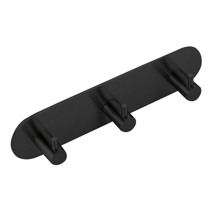 Öntapadós tartó, Sapho, trojhacek, fekete, 180x48x30mm, 1 db-os készlet.